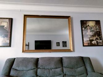 Vintage Gold Rectangle Wall Mirror - 56" X 44"