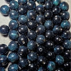 Dark Blue Glitter Beads