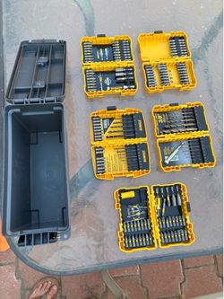 5 DeWALT ToughCase bit sets combined with the deep storage utility case