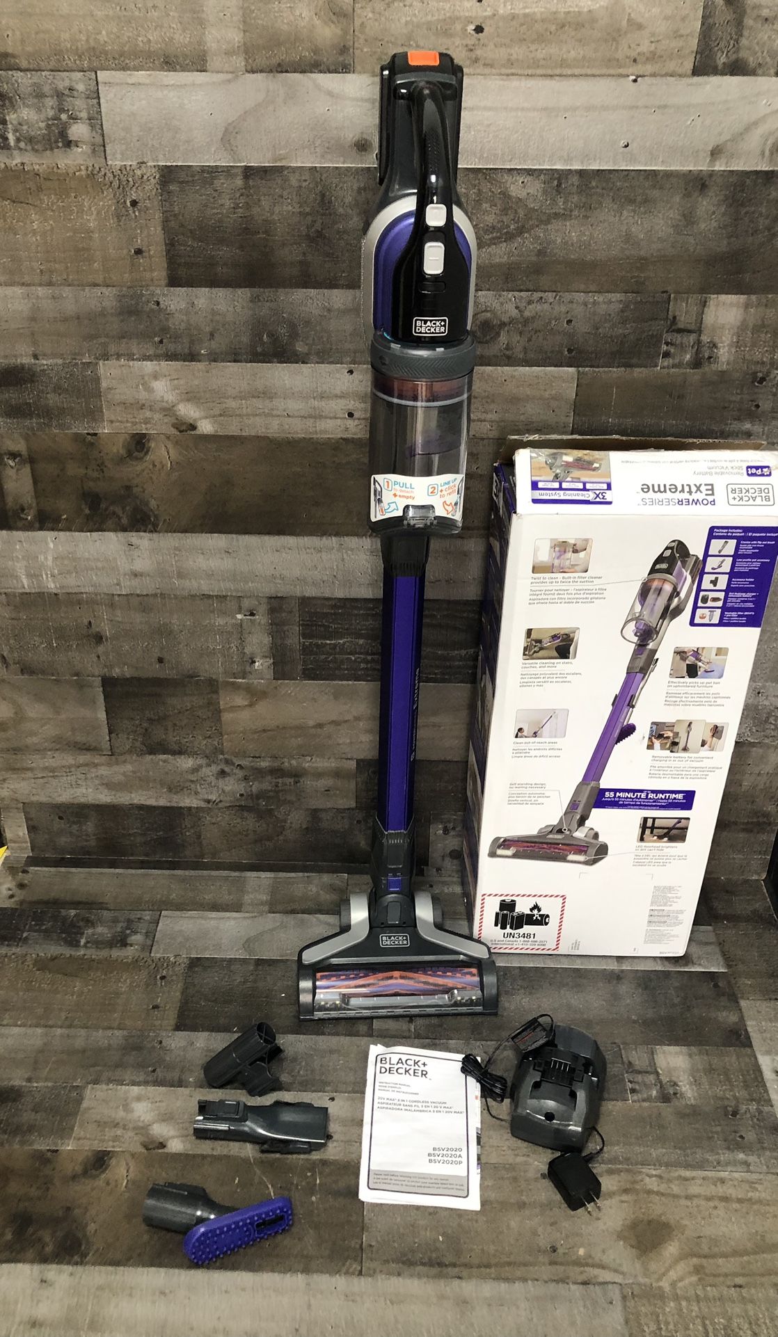 BLACK+DECKER Powerseries Extreme Cordless Stick Vacuum Cleaner for Pets, Purple (BSV2020P)