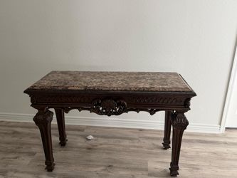 Ornate Marble Top Console Table