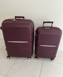 SAMSONITE Two Piece LUGGAGE (21/28) Checked-Carry on / PURPLE EXPANDABLE WITH DOUBLE SPINNER WHEELS/ USED ONCE