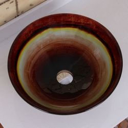 ELITE Rainbow Pattern Tempered Glass Bathroom Vessel Sink 1508