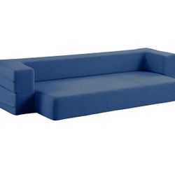 80" Multifunctional Folding Sofa Bed - Linen Memory Foam Mattress & Removable Sofa Cover & 2 Pillows - Simple Style, Suitable for Living Room Space Co