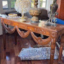 Late 20th century carved wood console table large