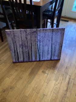 Canvas Birch Trees with Purple/lavender Background