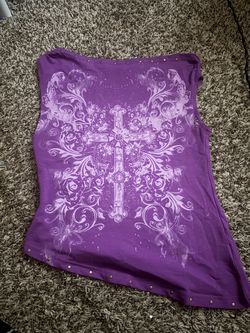 Purple Cross Graphic off the shoulders Top