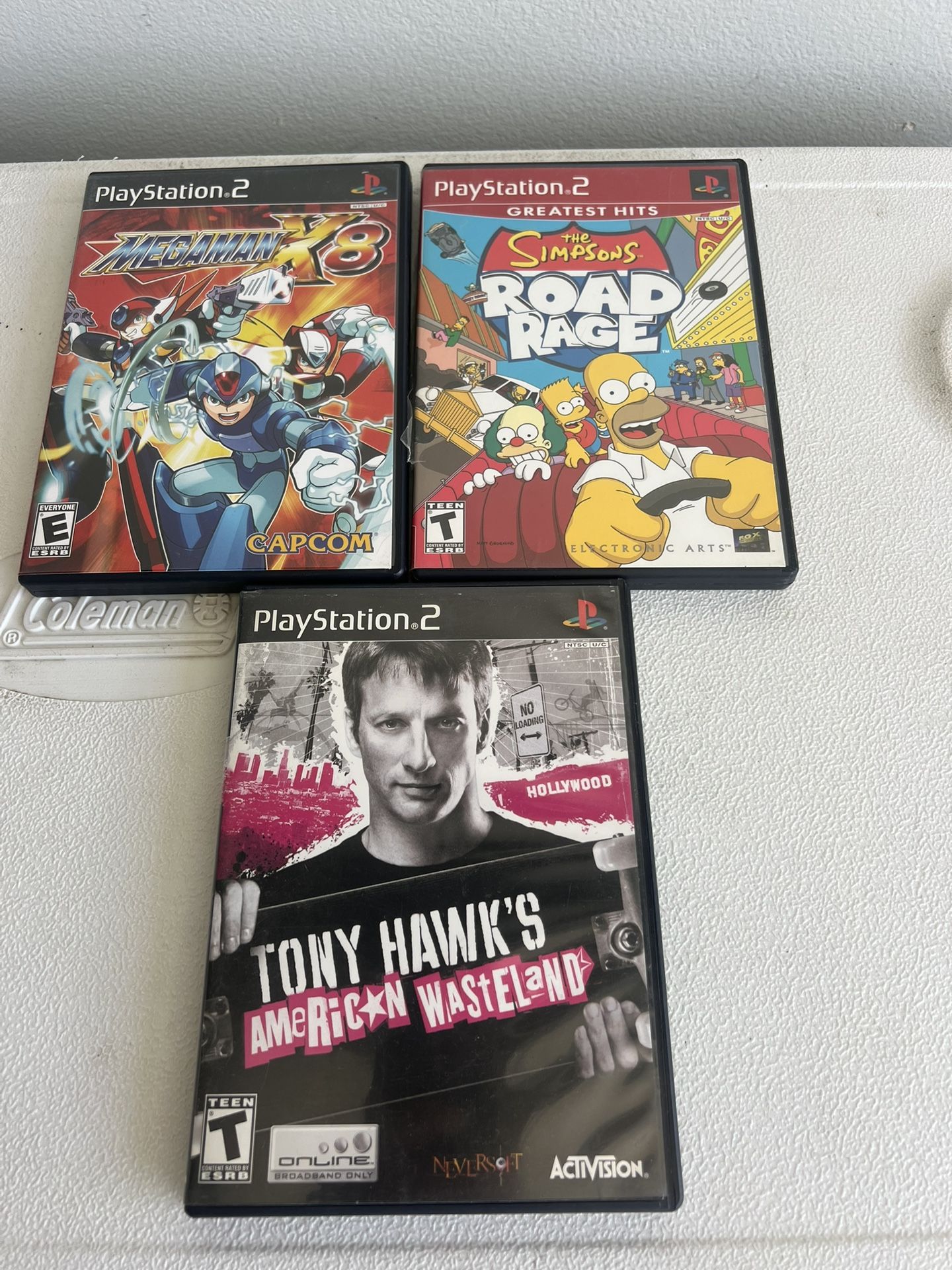 Ps2 Video Games (Tony Hawks American Wasteland,the Simpson Road Rage,megaman X8