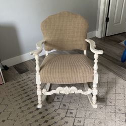 Solid Wood And Upholstered Rocking Chair