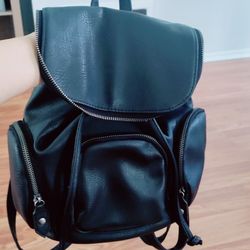 Black Leather Mini Backpack
