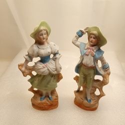 Antique Gebruder Heubach Young Couple Frolics Springtime Impressed #2087 RARE