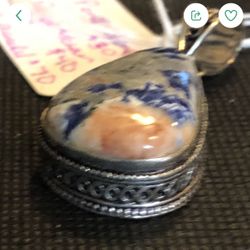 New SodalitePear Shaped Pendant (Optionsl Chain )