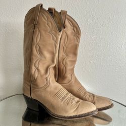 DAN POST Vintage Mens Tan Beige Soft Leather Western Rancher Cowboy Boots