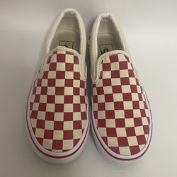 Vans Red And White Checkered Slip-on Shoes
