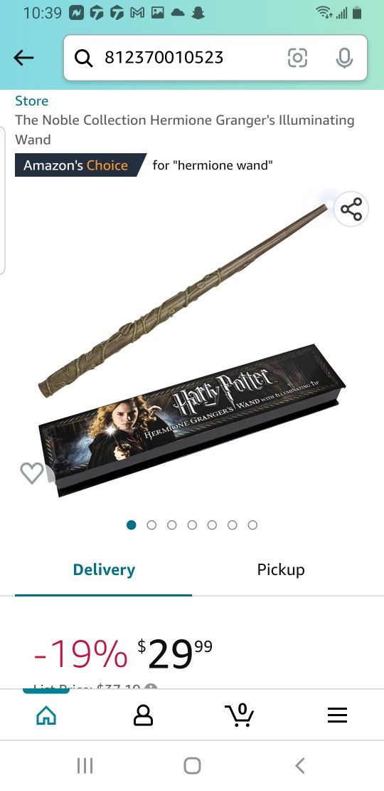 Harry Potter Hermione Granger's Wand With Illuminating Tip