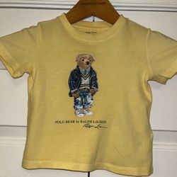 Toddler sz 18M yellow Polo Bear Ralph Lauren short sleeve shirt 