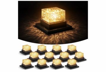 VIODAIM 12-Pack Solar Post Cap Lights - Warm White LED Waterproof Outdoor Deck Lighting