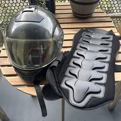 Large TMS motorcycle helmet and spine protector