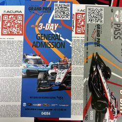2- Acura Grand Prix 3 day passes General admission and paddock passes