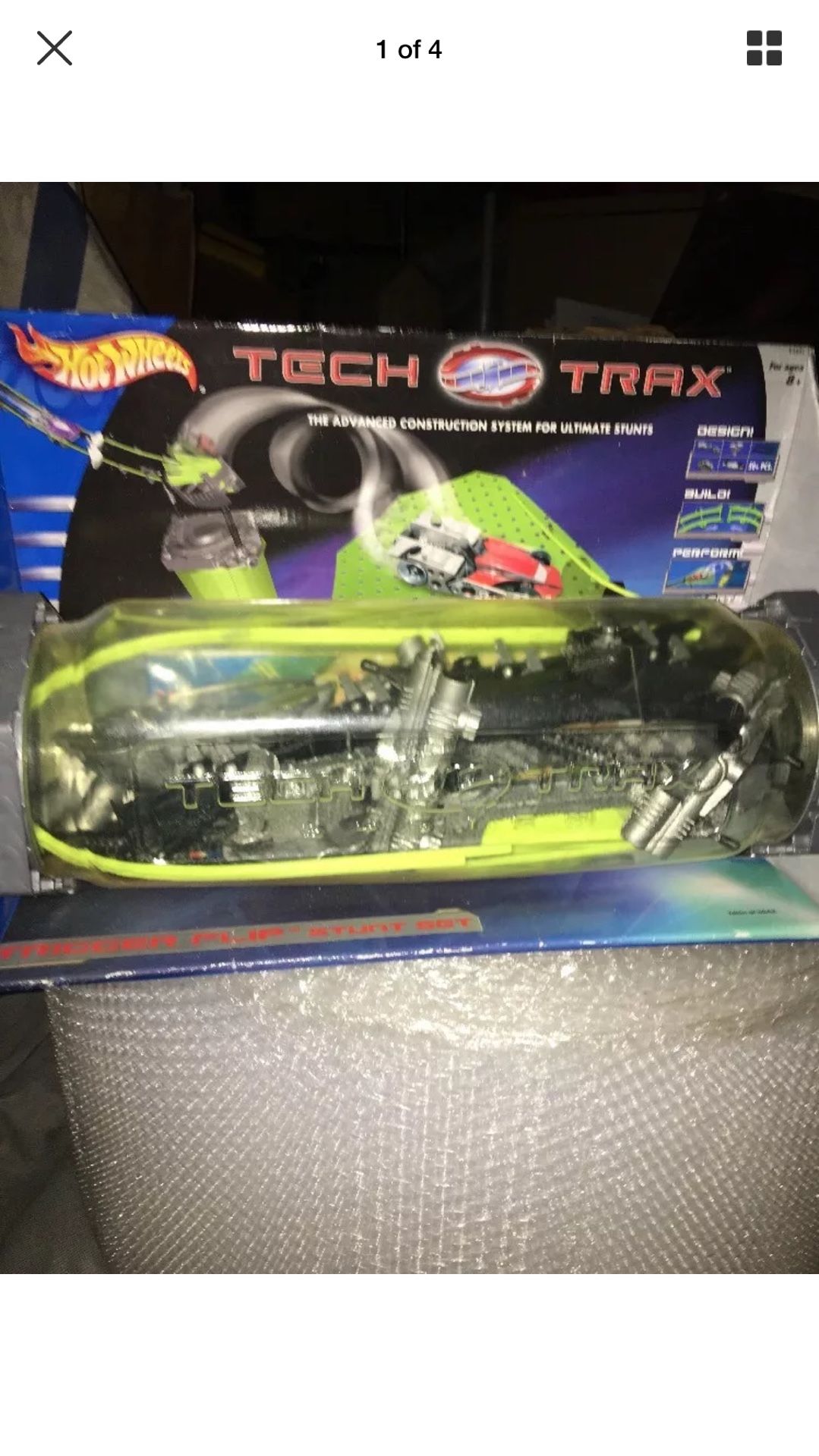 Hot Wheels Tech Trax Stow 'N Go: Power Swing Trigger Flip Stunt Set New Scuffed