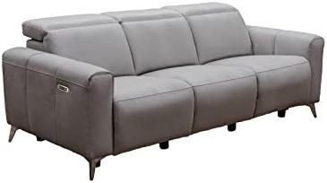 Abbyson Living Treyton Fabric Power Reclining Sofa with Power Headrests, Gray