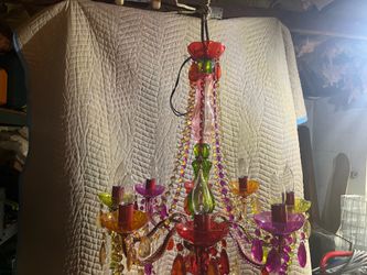 Glass and acrylic 8 branch chandelier