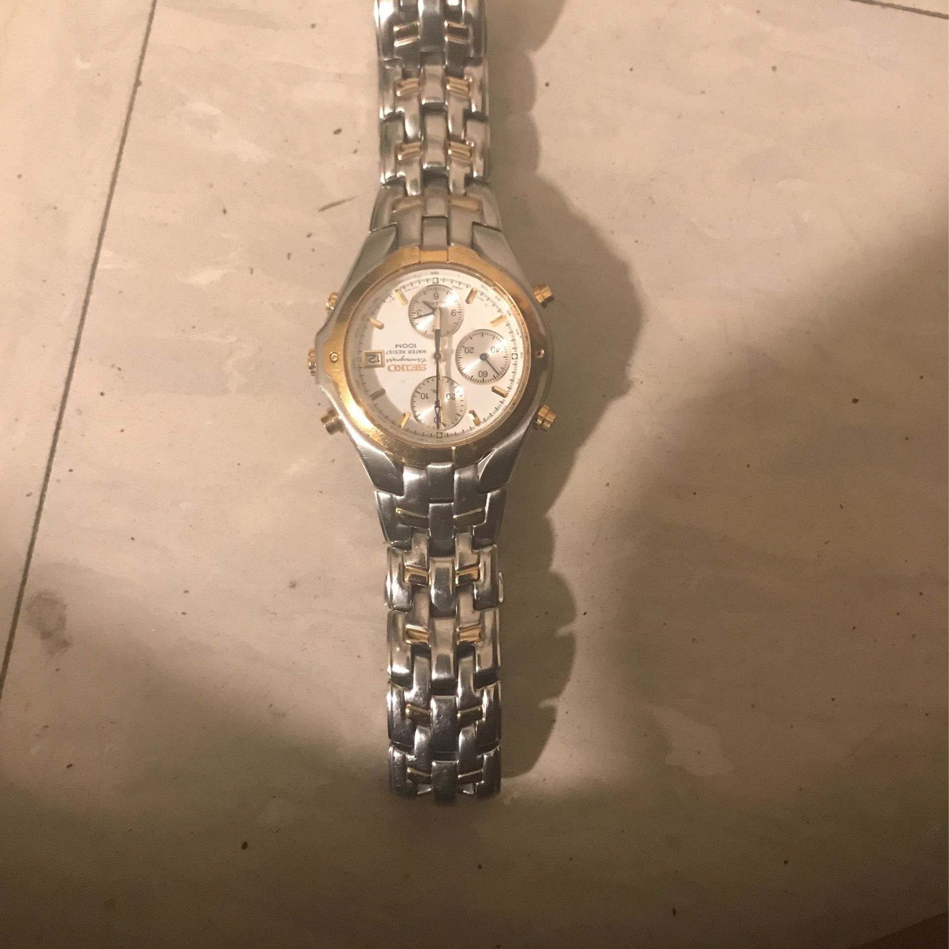Vintage Seiko Chronograph Watch Men 7T32-6M90 Alarm Date