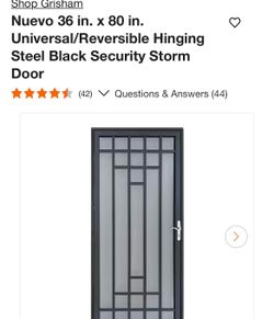 Grisham Nuevo 36 in. x 80 in. Universal/Reversible Hinging Steel Black Security Storm Door
