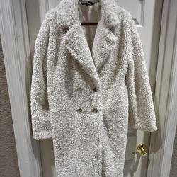 Ladies Coat! Fluffy Soft White 