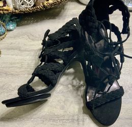 Sexy Braided Suede Lace up Heels By Carlos. Worn Inside The House Only Size 9. Super Sexy $15