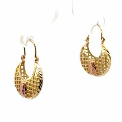 Woman’s Ladies 14k Two Toned Rose Yellow Gold Our Lady Of Guadalupe Basket Hoop Earrings GP3135028