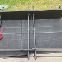 2 Black Metal Floating Glass Shelves / Console Table - Walmart Style - Great Condition