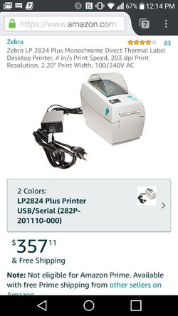 Lot of 2 Zebra LP 2824 label printers