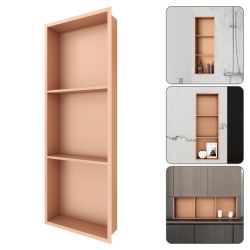 Shower Niche:  12" X 36", Rose Gold, Recessed with 3 Shelves, No Tile Needed