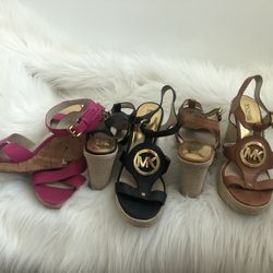 Michael Kors Wedge Sandals Black, Tan, Fucia