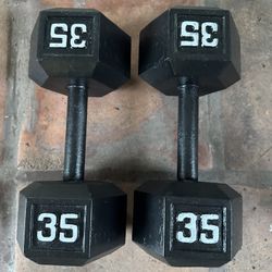 35 Lb Hex Dumbbells  Weights 