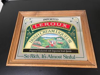   Vintage Leroux Irish Cream Mirror Sign 