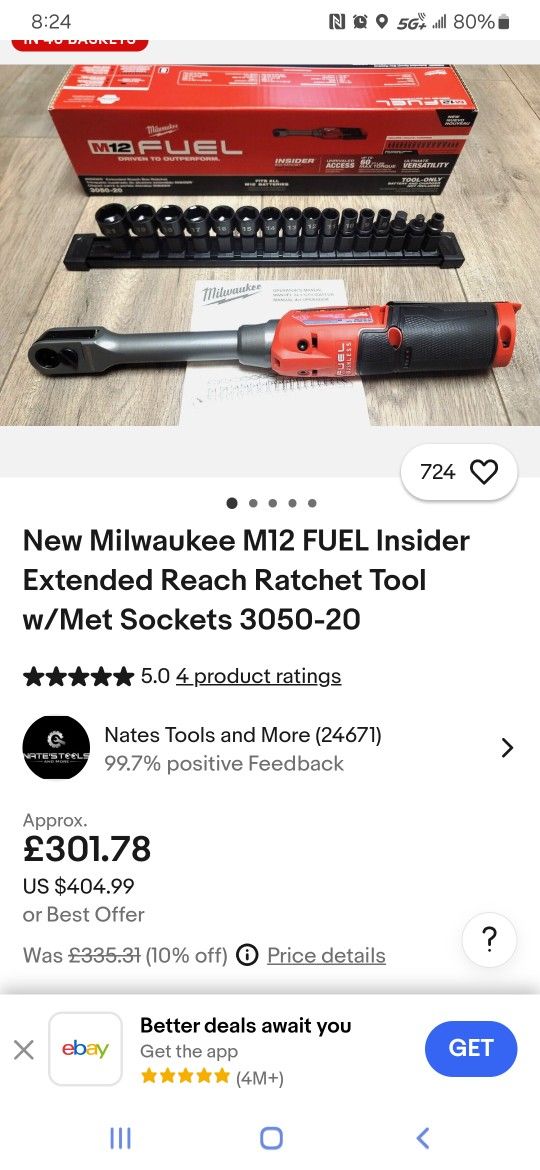 Electric Ratchet Milwaukee Tool No Free