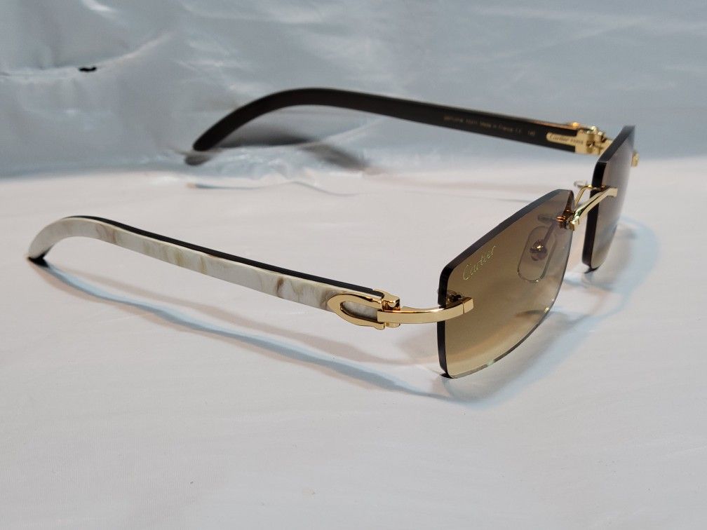 New Cartier Gold White Buffalo Horn Glasses