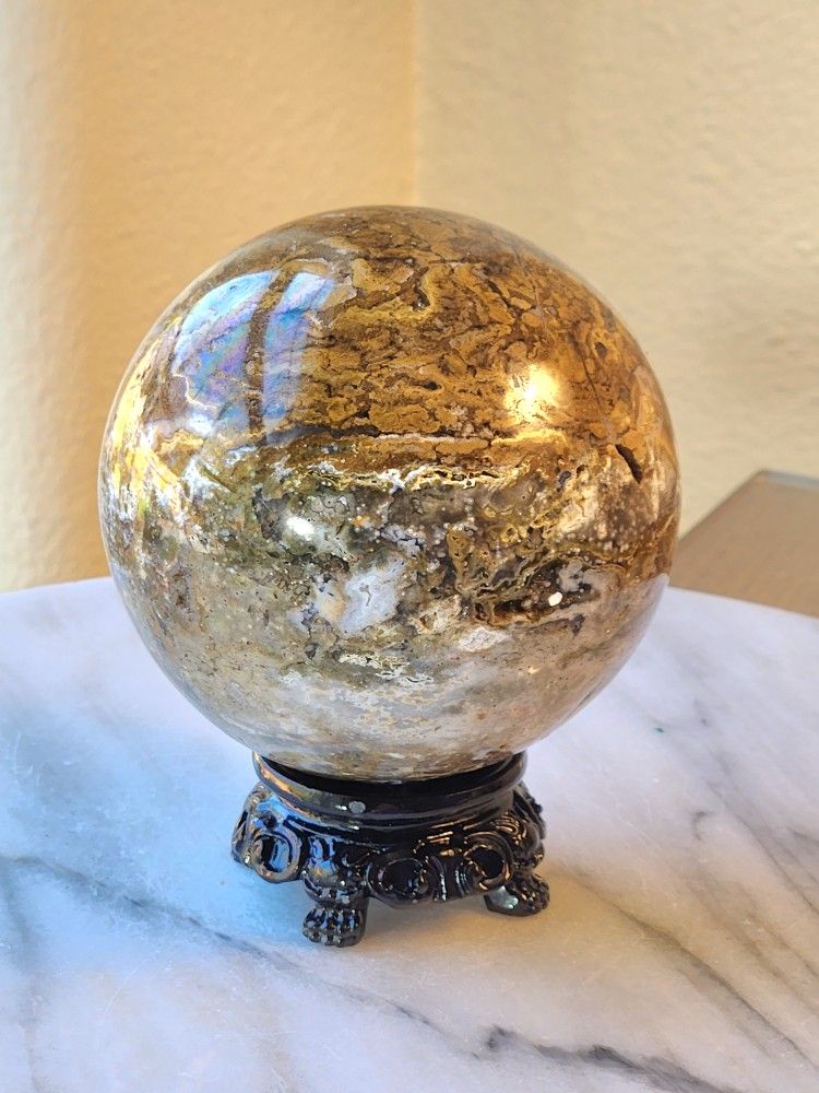 1.9 Lb (843g) Ocean Jasper Sphere - A Little Druzy