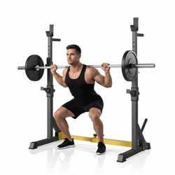 Squat Rack Stand, Adjustable Barbell Rack for Home Gym Strength Training & Professional Workouts, 570 lbs