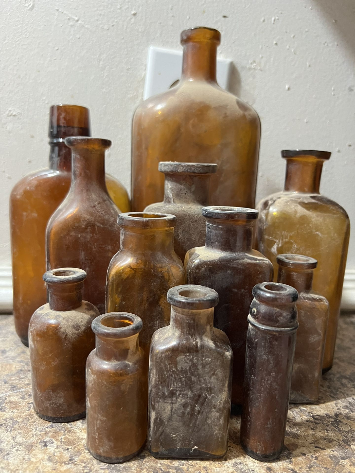 12 old antique Medical Bottles 