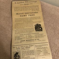 Vintage 1948 Morrell & Company Fairy Tales Calendar Complete RARE HTF