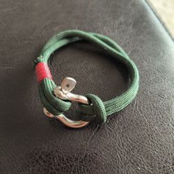 Young Men's Rope Bracelet With Clasp (Green And Red)