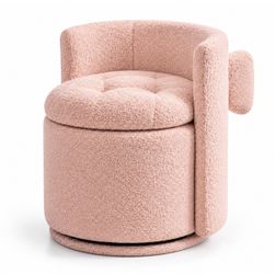 Pink Swivel Accent Chair w/ Storage