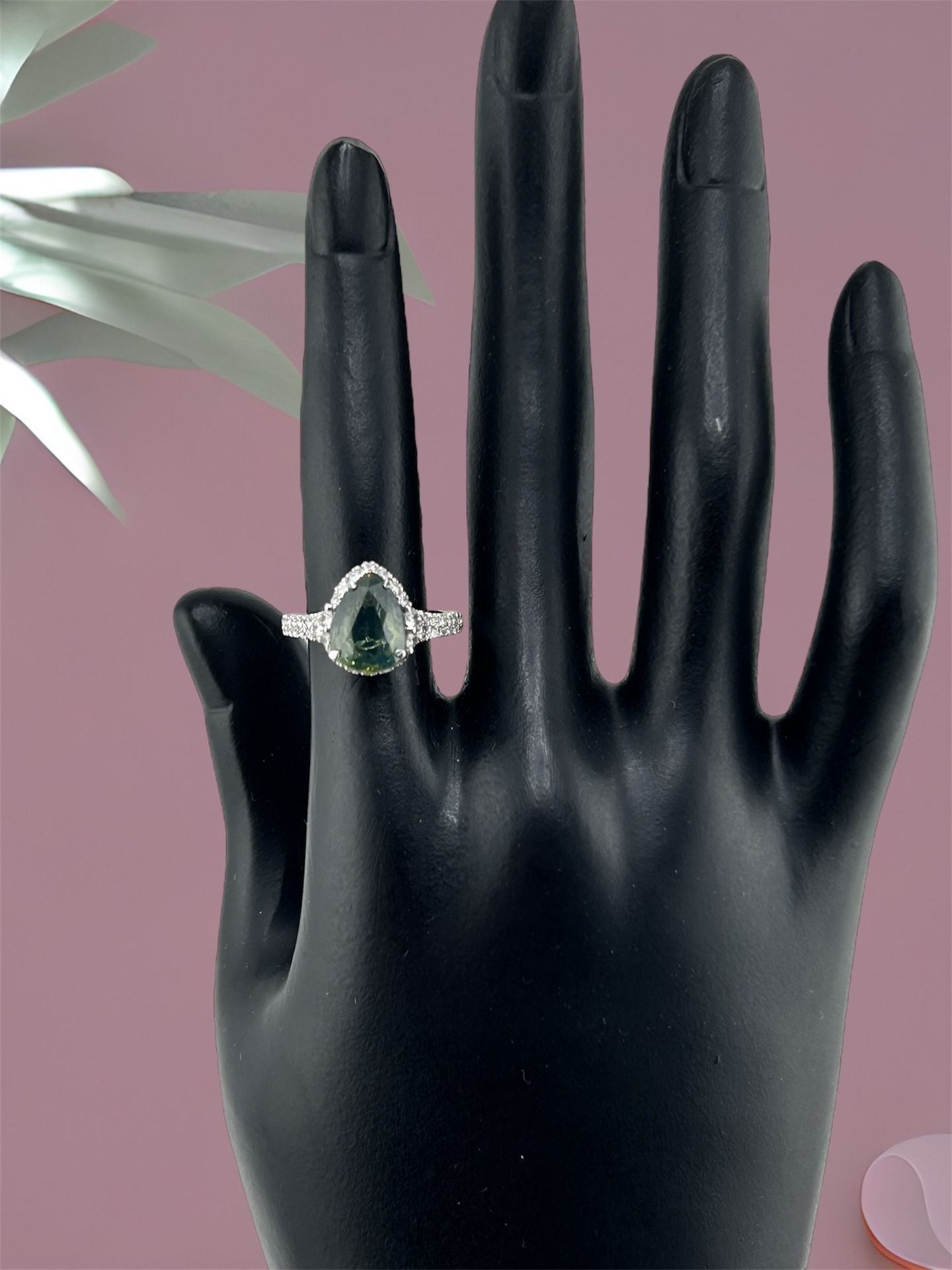 Green Sapphire White Gold Ring