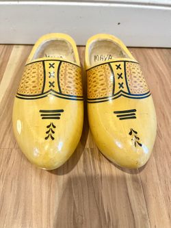 Vintage Scandinavian wooden clogs Dutch Wooden Shoes Hand carved hand painted
