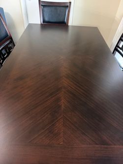 Dark Wood Dining Table with 6 Chairs