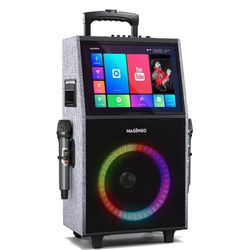 Professional Karaoke Machine with Lyrics Display Screen + 2 UHF Wireless Microphones - Bluetooth