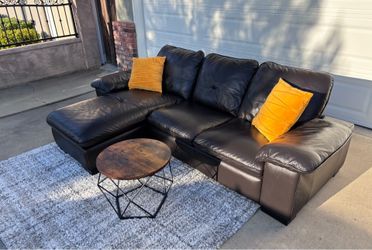 Faux leather sectional with chaise